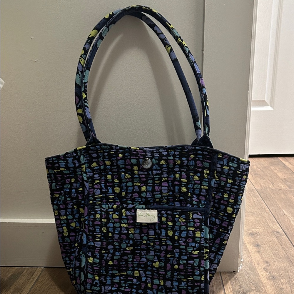 Vera Bradley Navy and Purple Patterned Tote